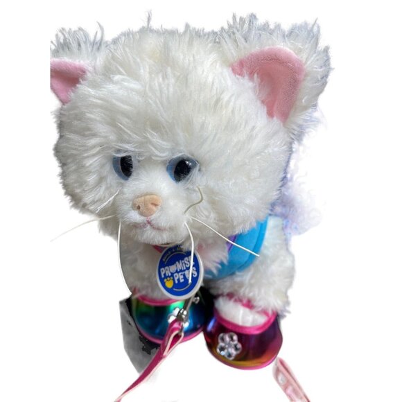 Build A Bear Pets White Cat Himalayan Persian 12” Plush Dress, Shoes & Leash - Picture 2 of 12